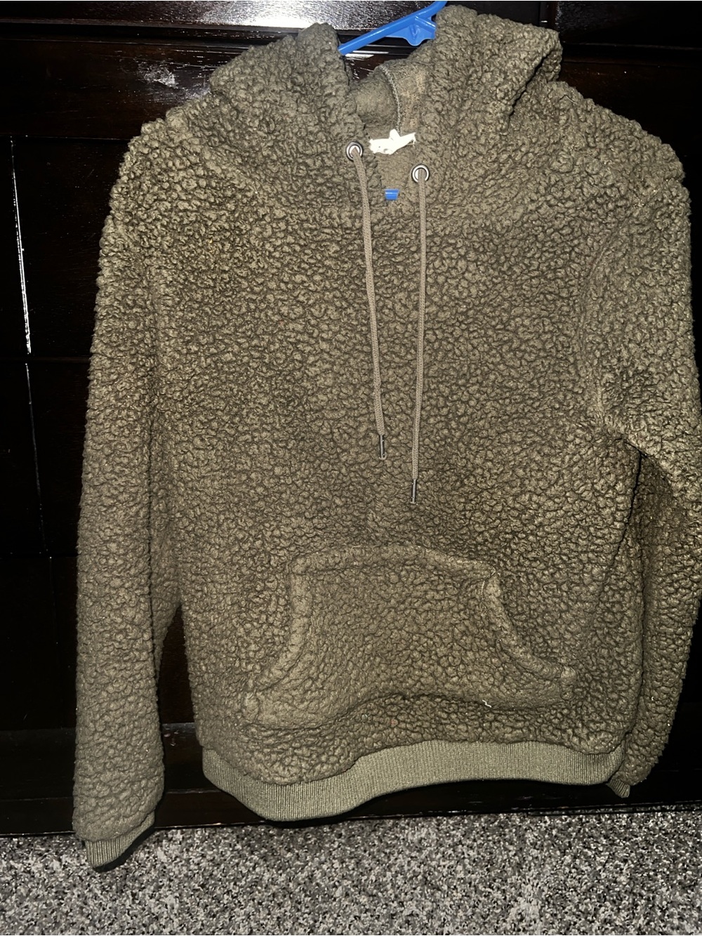 Love Tree Olive Sherpa Cowl Hoodie Pullover